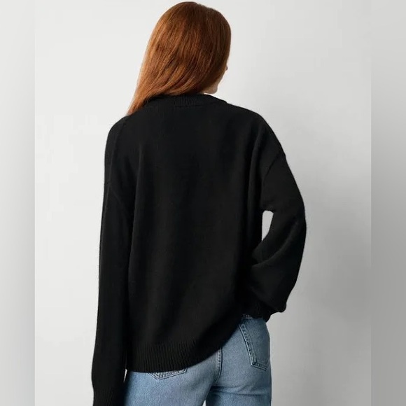 White + Warren Cashmere Cozy Crewneck, Black, Medium $500 - Picture 2 of 4
